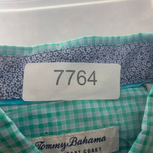 Tommy Bahama The Newport Coast Shirt Mens Large Gingham Flip Cuff Button‎ Up